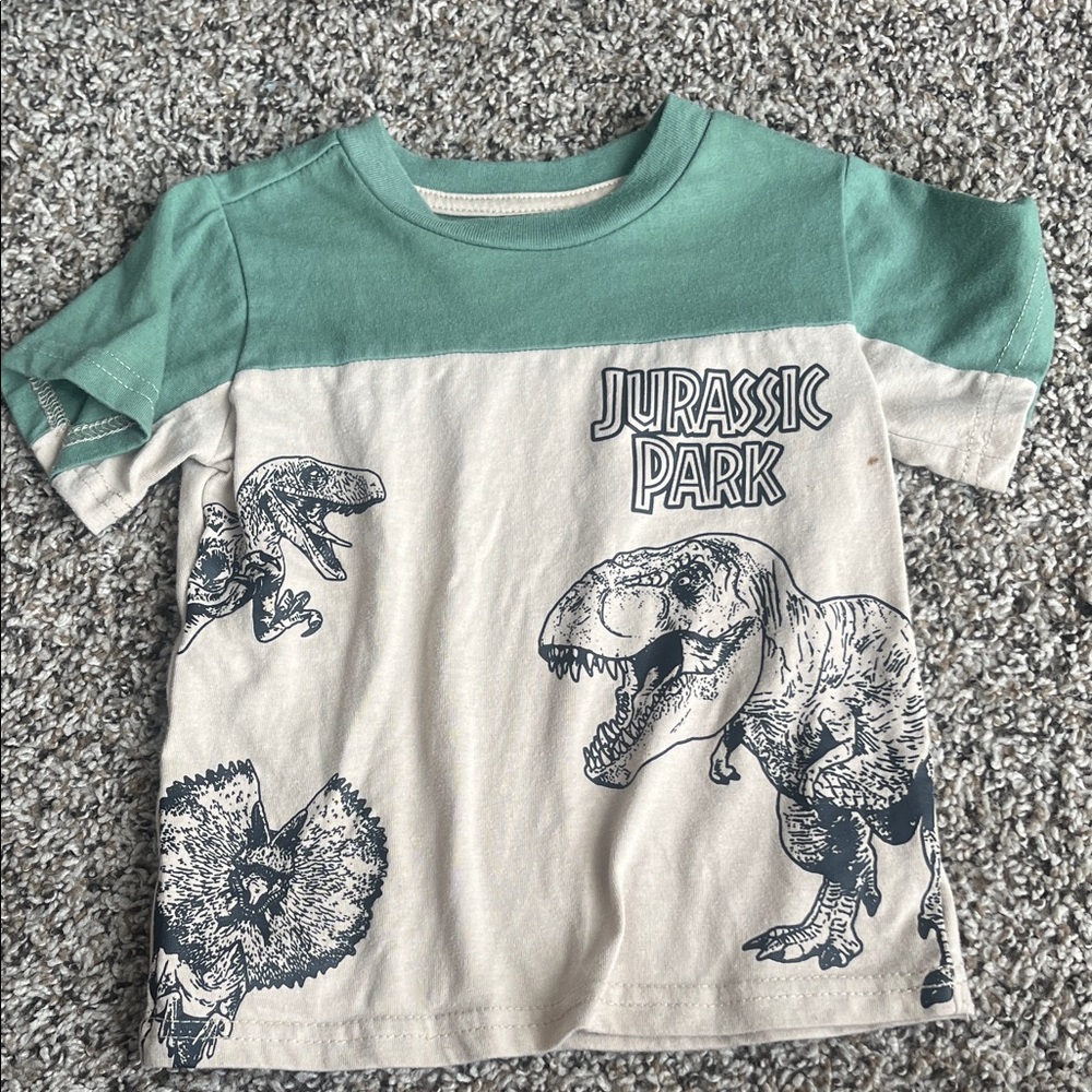 Dinosaur Tee - Green and Cream